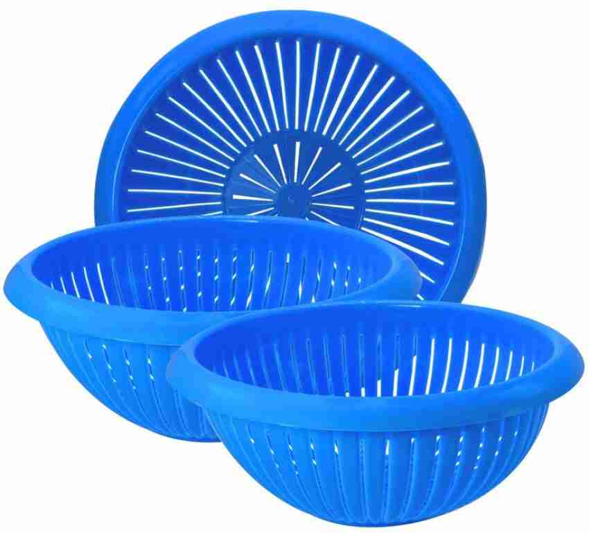 Blue Plastic Fruit Basket Set