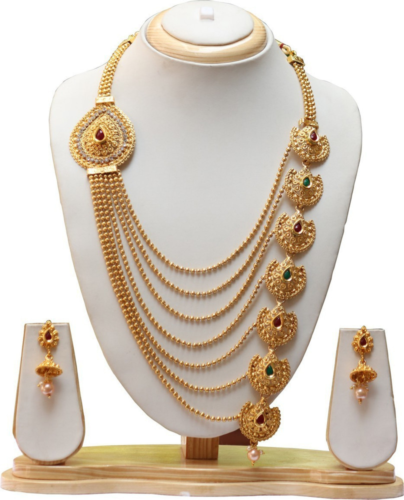 Swarajshop Copper Gold plated Gold Jewellery Set Price in India