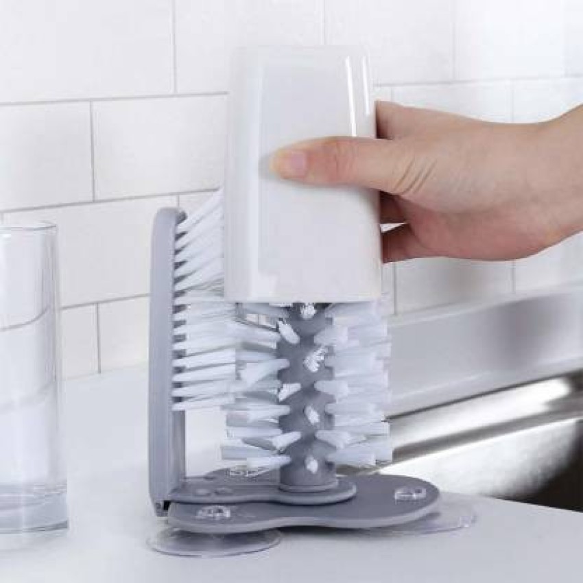 Glass Cup Washer with Double Bristle Brush for Bar Kitchen Sink