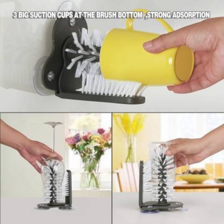 Water Bottle Cleaning Brush Glass Cup Washer with Suction Base