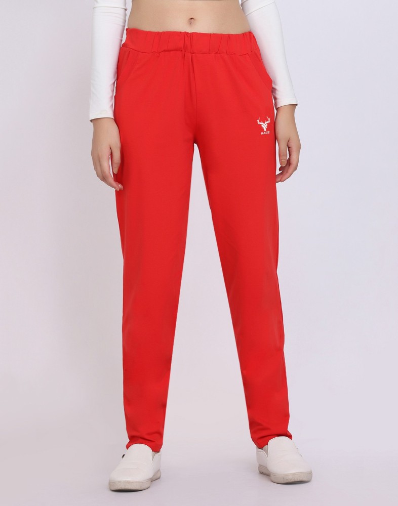 Red track best sale pants womens