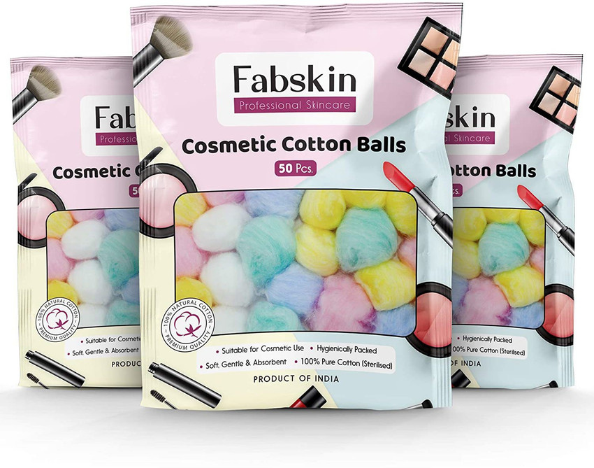 Fabskin Cosmetic Cotton Balls 50 Pcs Pack of 3 For Skin Care