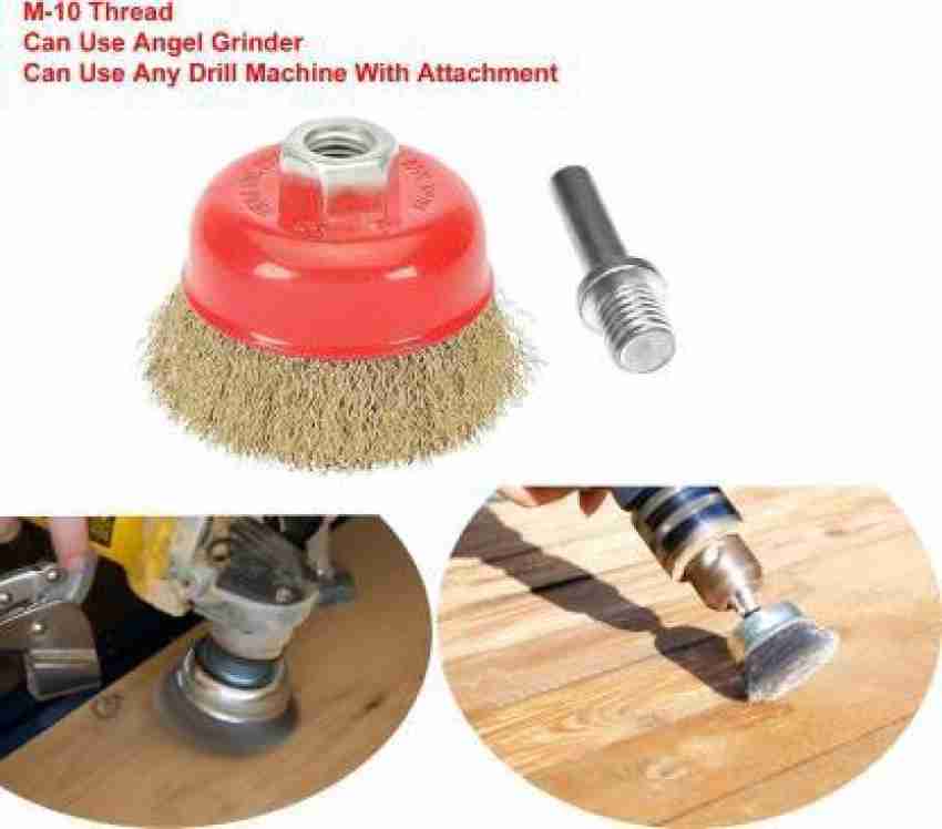 3inch Cup Wire Brush 1/4in Shank Deburring Rust Remover Cleaning Steel