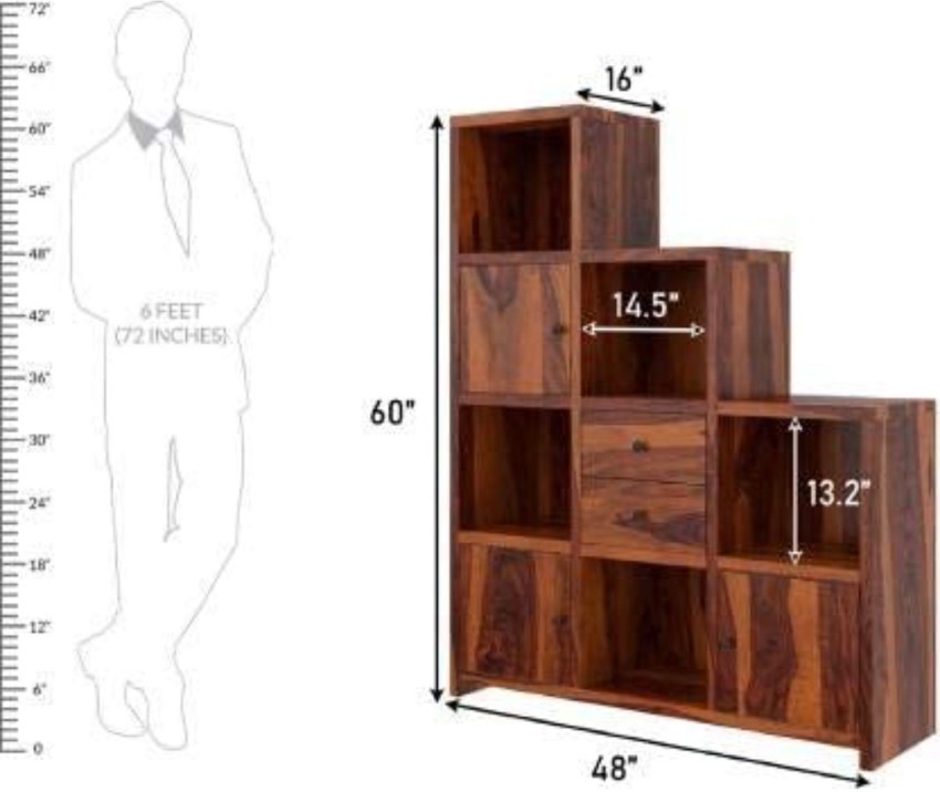 Custom Decor Solid Wood Semi-Open Book Shelf Price in India - Buy