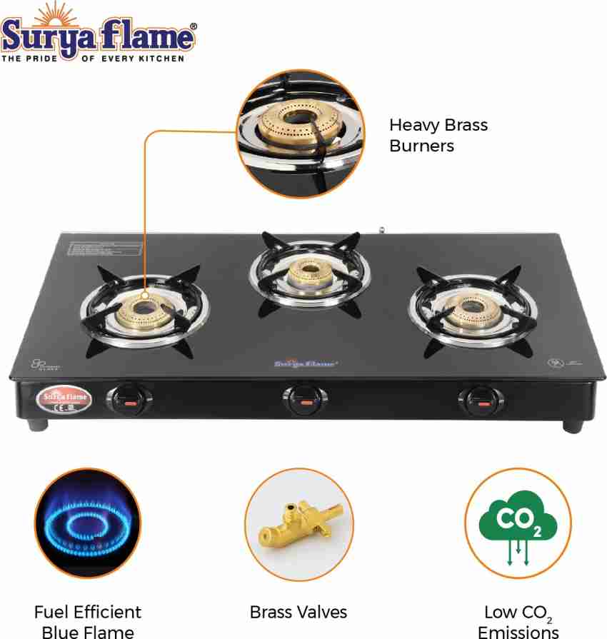 Surya flame 3 burner gas stove sale