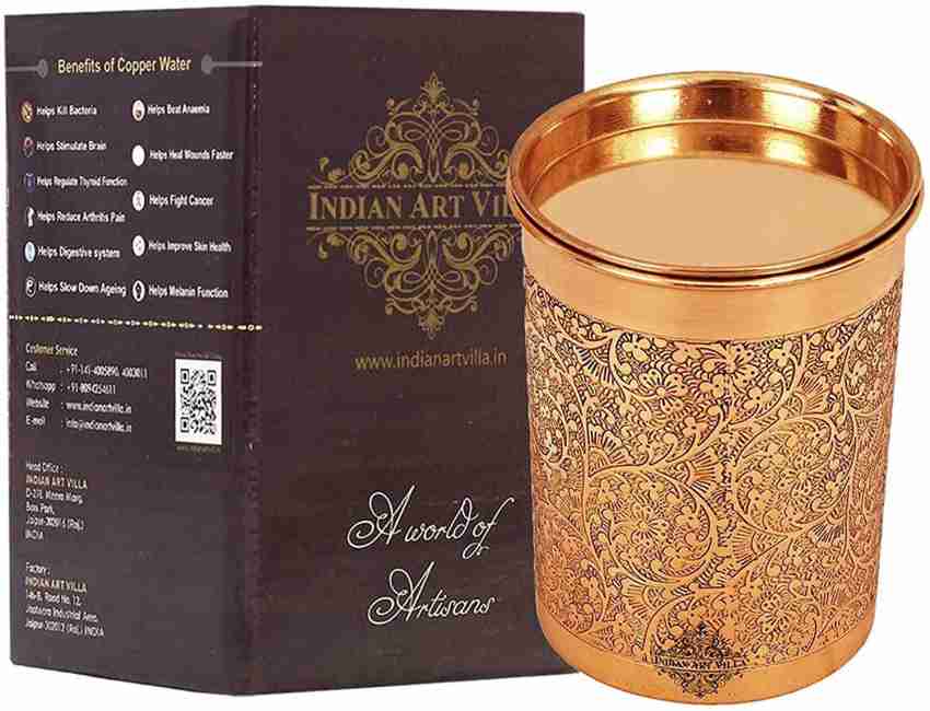 Pure Copper Tumbler Cup Tumbler Hammered Cup Ayurveda Health ( 300ml)