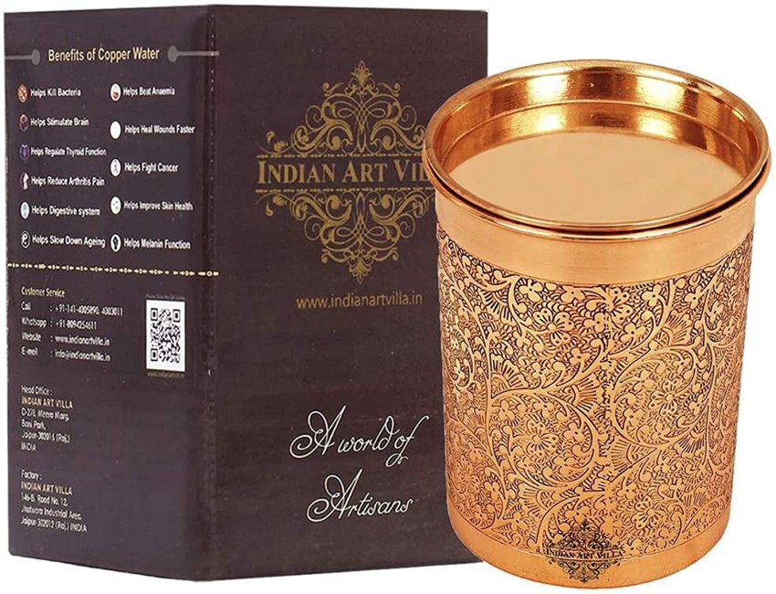 Indian Handmade Pure Copper Water Tumbler Ayurveda Benefit Copper Pitcher  Indian Copper Glass Hammered Glass