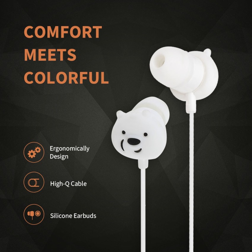 MINISO We Bare Bears In Ear Headphones with Microphone Earphone