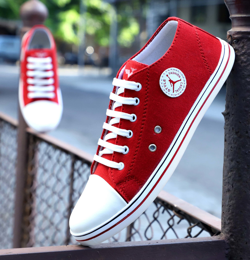Mens red canvas sneakers store
