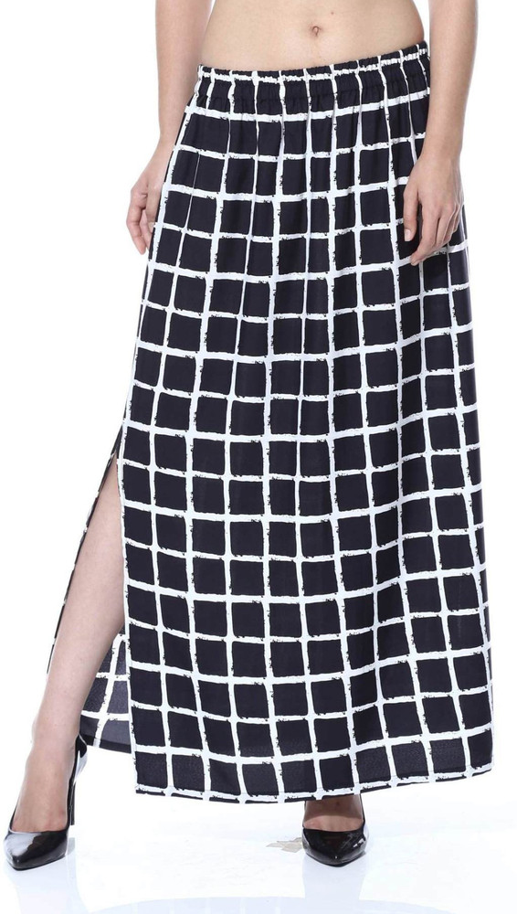BEE ONE Checkered Women A line Black White Skirt Buy BEE ONE