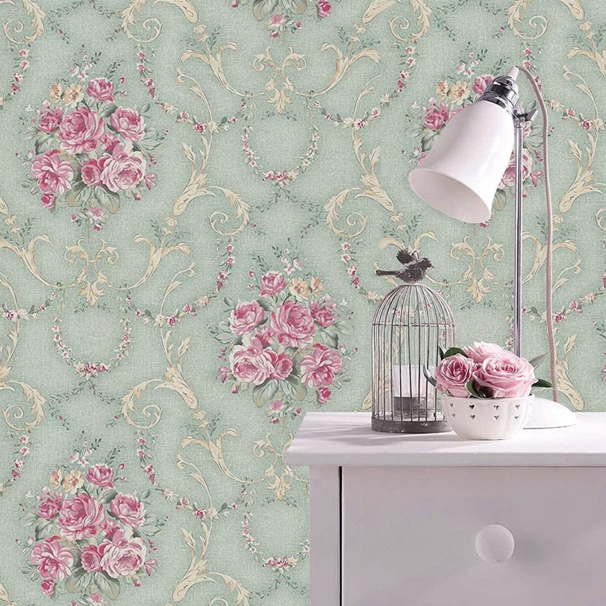 Buy Shabby Chic Vintage Floral Wallpaper Pale Blue Country Online in India   Etsy