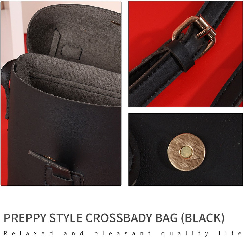 MINISO Black Sling Bag Student College Crossbody Bag black Black Price in India Flipkart