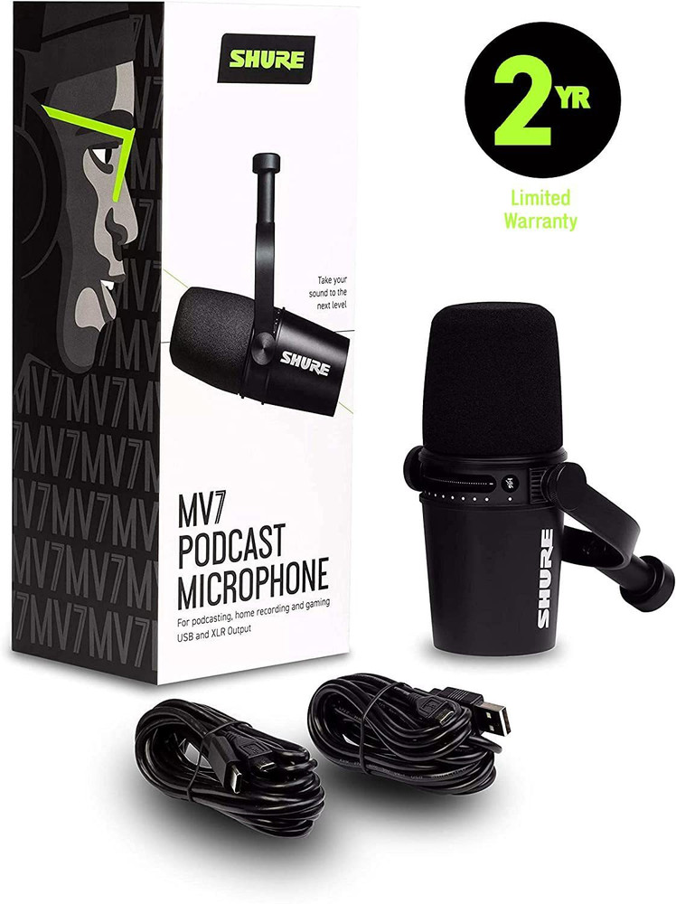 Shure MV7 USB Podcast Microphone Podcasting Recording Live