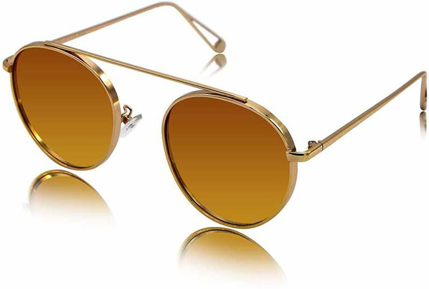 Buy CRYSTAL CART Round Sunglasses Brown For Men Women Online