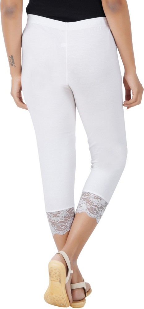 white capri leggings with lace