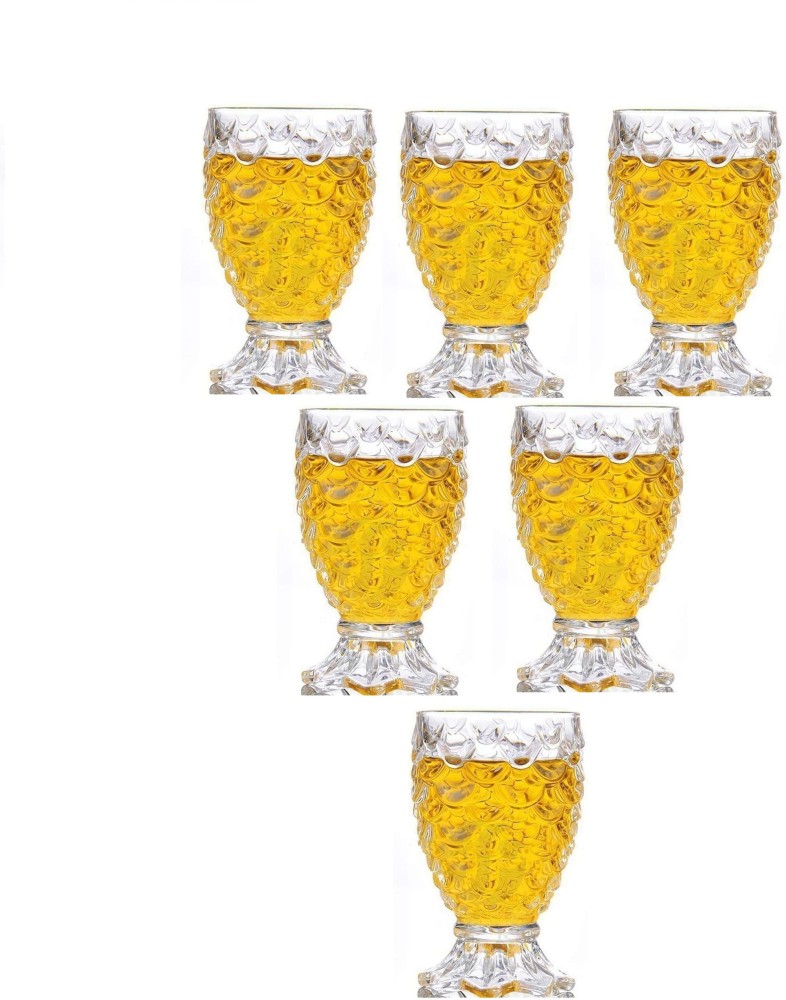 Glass Set of 6 Pineapple Shaped Crystal Clear Juice Glasses, Fancy Glass  for Water Coffee Cold