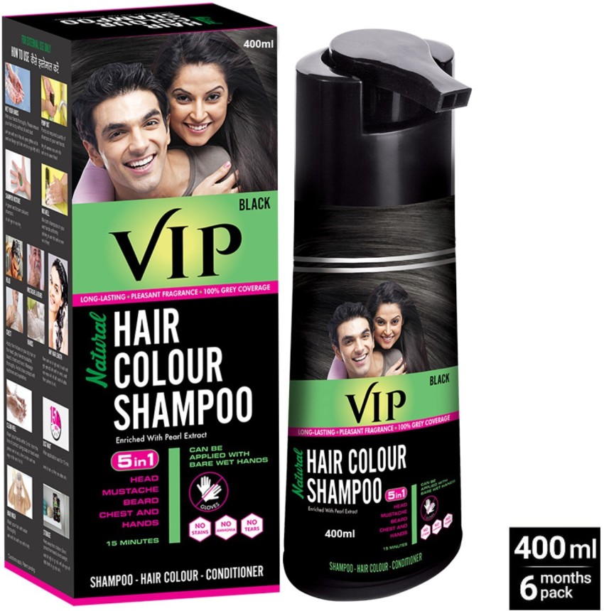 VCare Shampoo Hair Color Black Instant Hair Colour Shampoo Black  Natural  Black for Men and