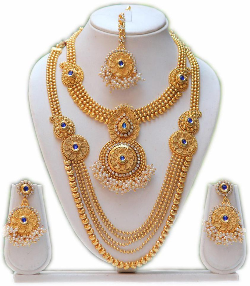 Swarajshop Copper Gold plated Blue Gold Jewellery Set Price in India Buy Swarajshop Copper Gold plated Blue Gold Jewellery Set Online at Best Prices in India Flipkart