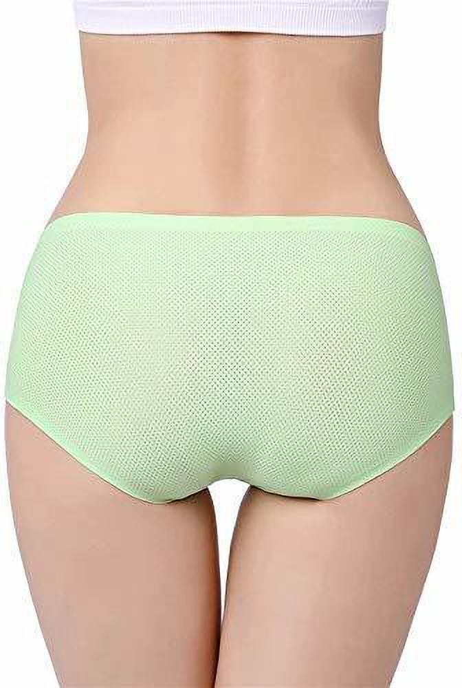 rygai Women Panties Breathable Hight Waist Flower Print Lady Underwear  Everyday Wear ,Light Green XL