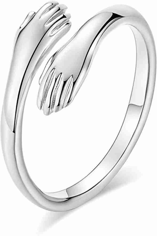 SILVERSHOPE Wedding Band 925 Original Silver Anillo Adjustable Open love Hugging Hand Rings Resizable Personalized Couple Finger Hug Ring Silver 999 Silver Plated Ring Price in India Buy SILVERSHOPE W...