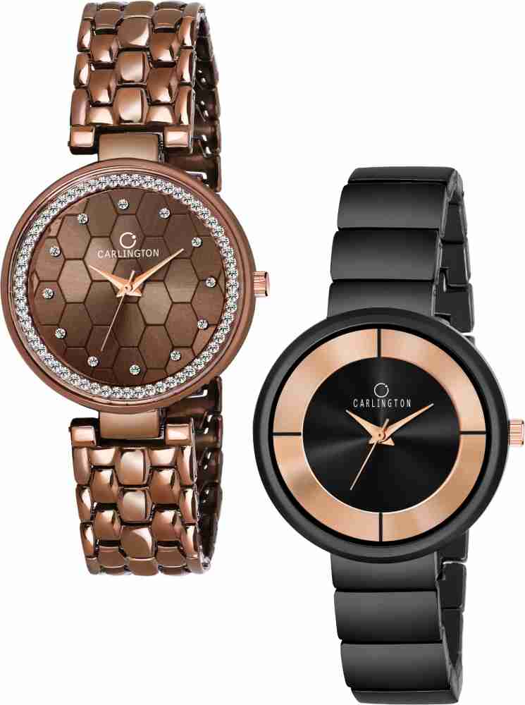Carlington Platina Black Combo Analog Watch - For Women - Buy Carlington  Platina Black Combo Analog Watch - For Women Hexa Brown and Online at Best  Prices in India