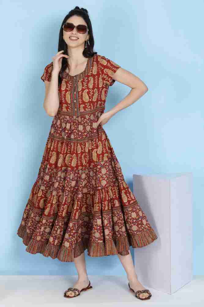 BIBA Women A line Brown Dress Buy BIBA Women A line Brown Dress Online at Best Prices in India Flipkart