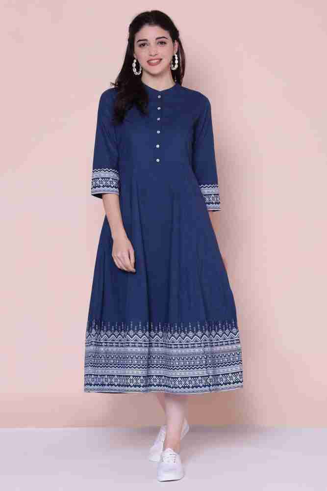 Buy BIBA Women A line Blue Dress Online at Best Prices in India