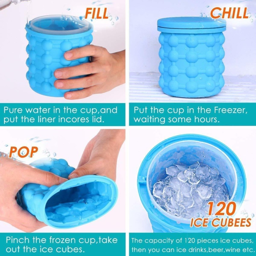 The Ultimate Ice Cube Maker Silicone Bucket with Lid Makes Small Size  Nugget Ice Chips for Soft Drinks, Cocktail Ice, Wine On Ice, Cylinder Ice  Trays