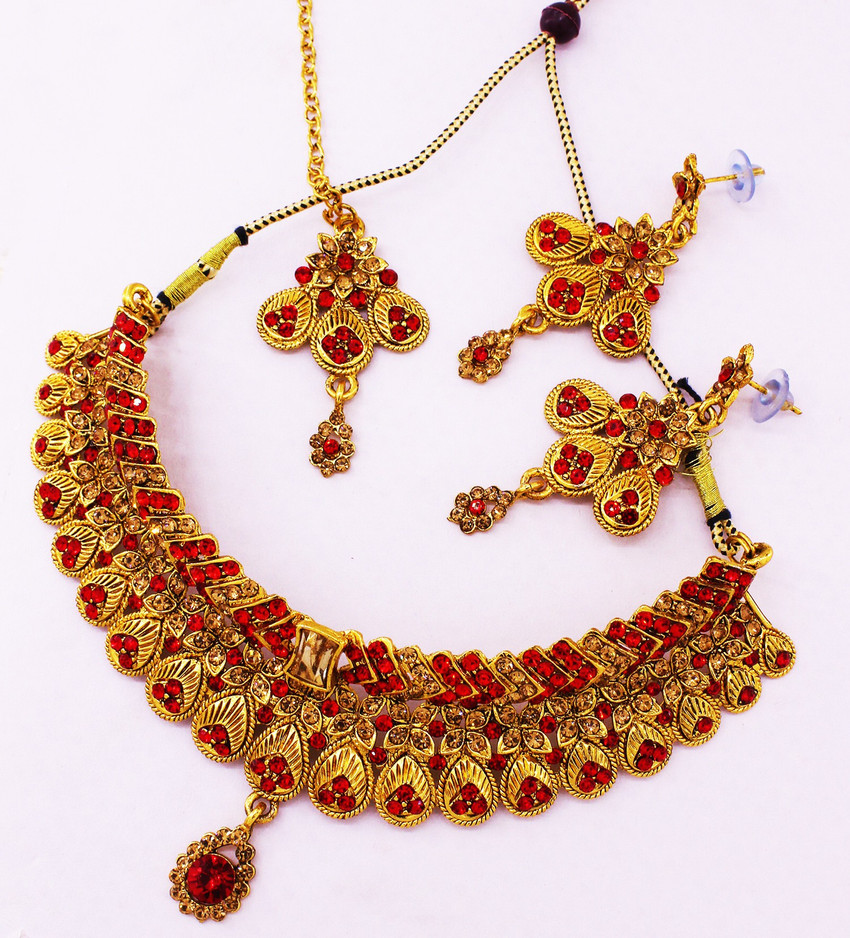 Guarantee Ornament House Brass Gold plated Gold Red Jewellery Set