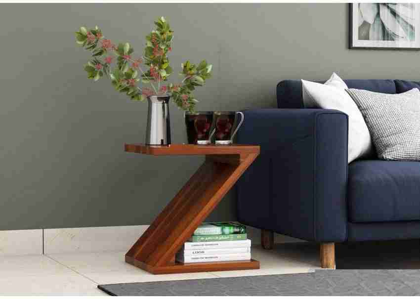 EBANSAL Sheesham Wood Wooden Z Shape Sofa Side End Table For