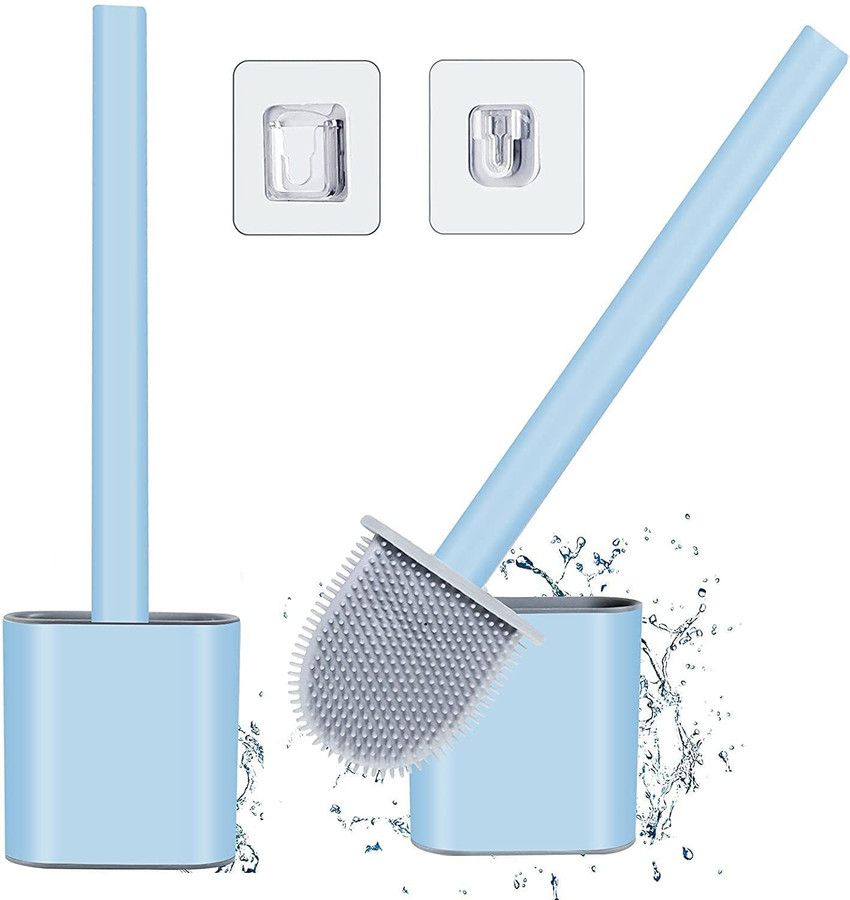 SHOPZIE Silicone Toilet Brush with Quick Drying Holder Wall