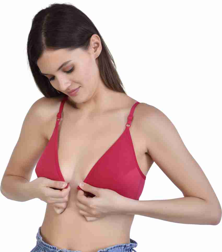 Zunahme Front Open Cotton Bra Pack of 3 Women Full Coverage Non Padded Bra  - Buy Zunahme Front Open Cotton Bra Pack of 3 Women Full Coverage Non  Padded Bra Online at