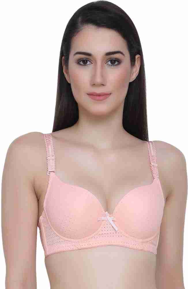 Buy GLAMORAS Cotton Lace Spandex Lightly Padded Full Coverage Lace Everyday  Bra Sports Bra, Size-L Beige at