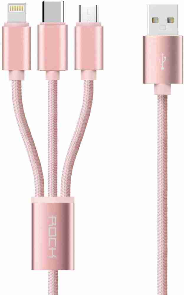 Jobtilbud Bare gør bekendtskab Rock Micro USB Cable 1 m 3 in 1 charging Cable (USB to lightning+type  c+Micro)_801090010164 - Rock : Flipkart.com