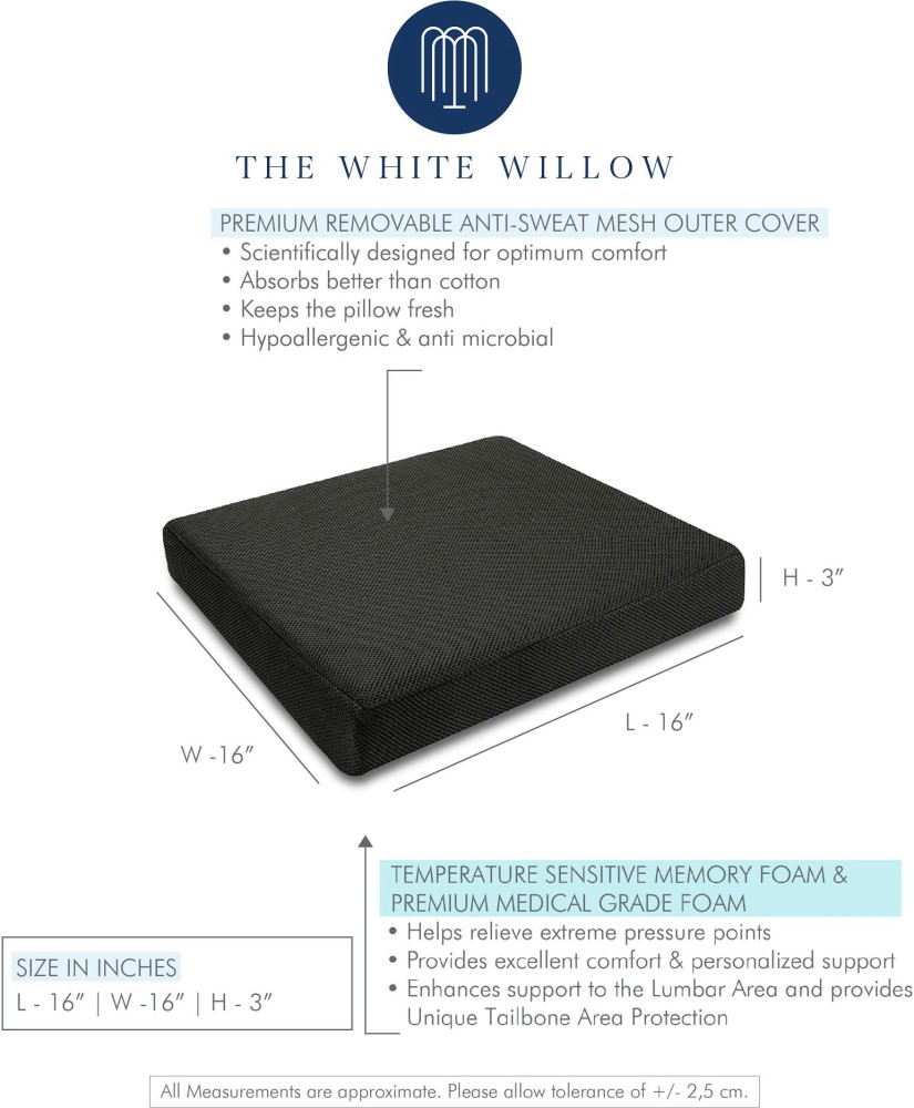 Highly Recommended Square Seat Cushion & Chair Pillow in Memory Foam- The  White Willow