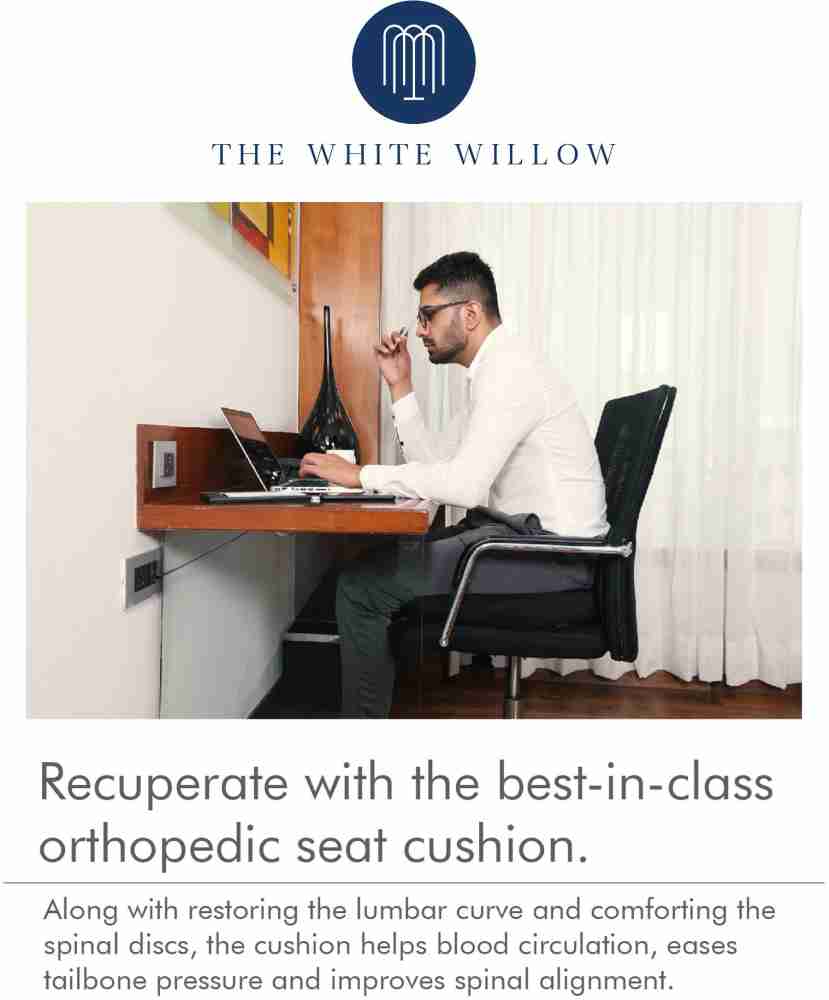 High Resilient Anti Sweat Memory Foam Backrest Cushion for long hours- The  White Willow