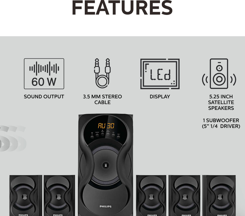 Philips spa5162b 5.1 channel top multimedia speakers