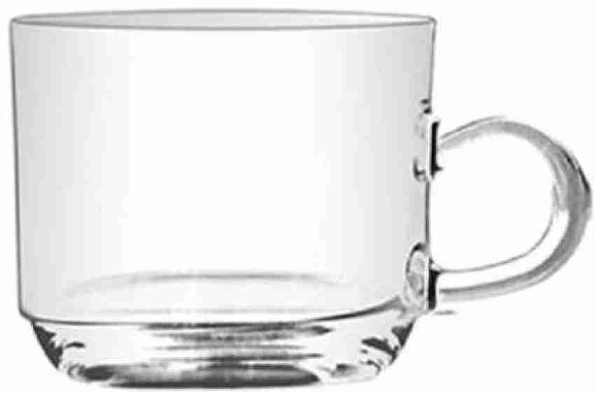 PAWNAM Pack of 6 Glass Crystal Clear Toughened Glass Coffee Mug