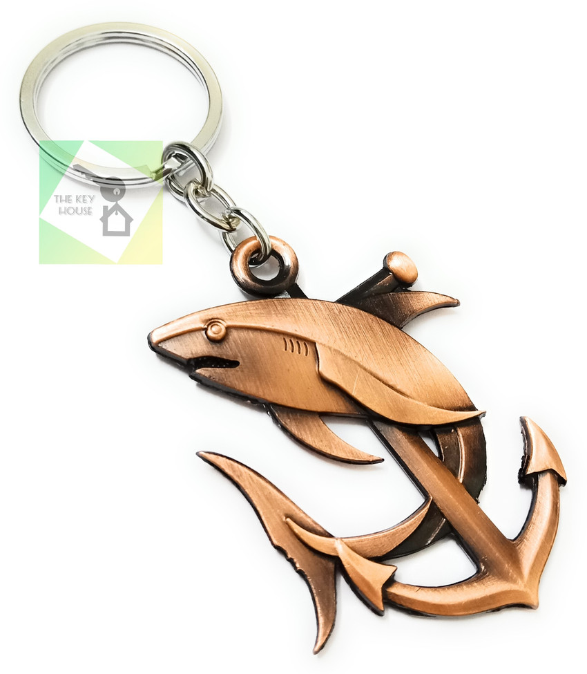 Metal shop fish keychain