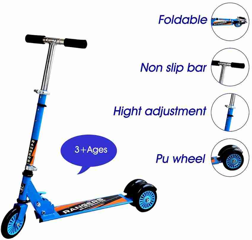 NAVRANGI 3 Wheeler Foldable Kick Skating Cycle with Brake and Bell