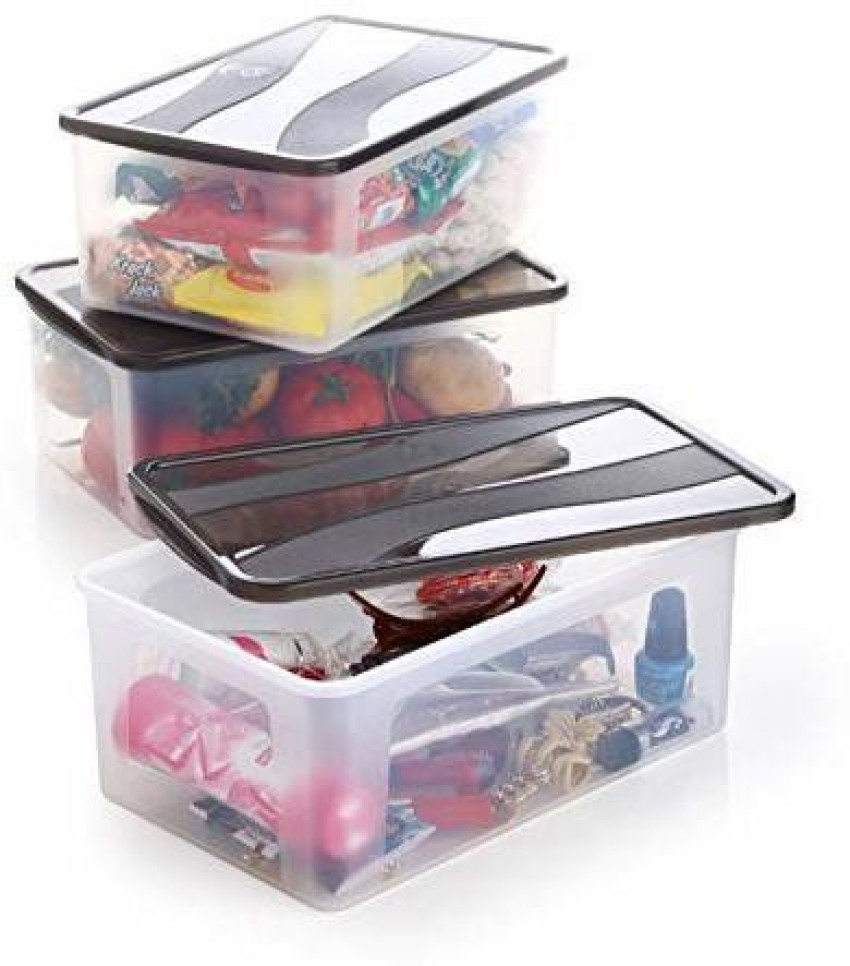 ALWAFLI Plastic Big Storage Boxes for Kitchen Grocery Containers, 2 litres,  Brown - 2000 ml Plastic Grocery Container (Pack of 3, Multicolor) Storage  Box Price in India - Buy ALWAFLI Plastic Big