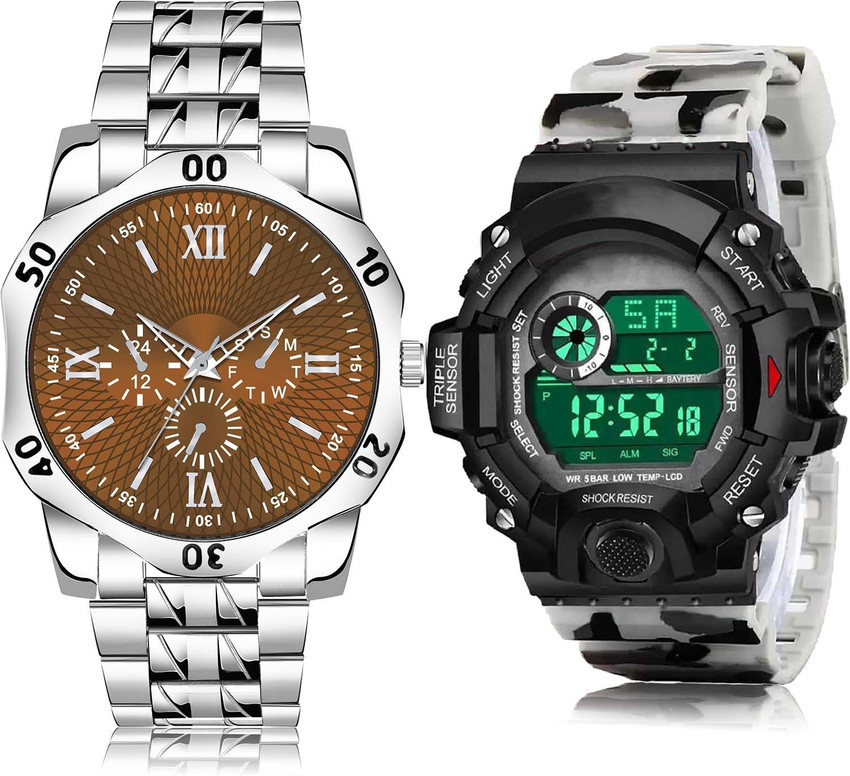 Digital and analog hotsell watch combo
