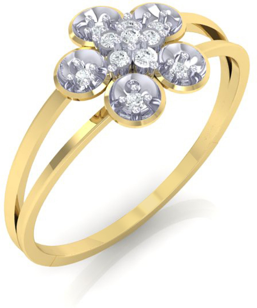Diamtrendz Jewels Floral 18kt Diamond Yellow Gold ring Price in