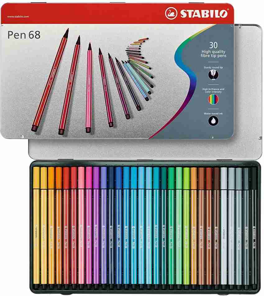 Stabilo Pen 68 - Premium (in Metal Box), Felt Tip Nib Sketch Pens - Sketch  Pen 