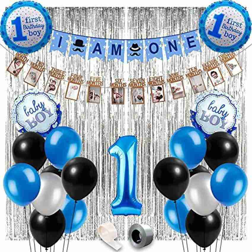 Party Propz Blue 1st Birthday Decoration for Baby Boy Kit I Am One ...