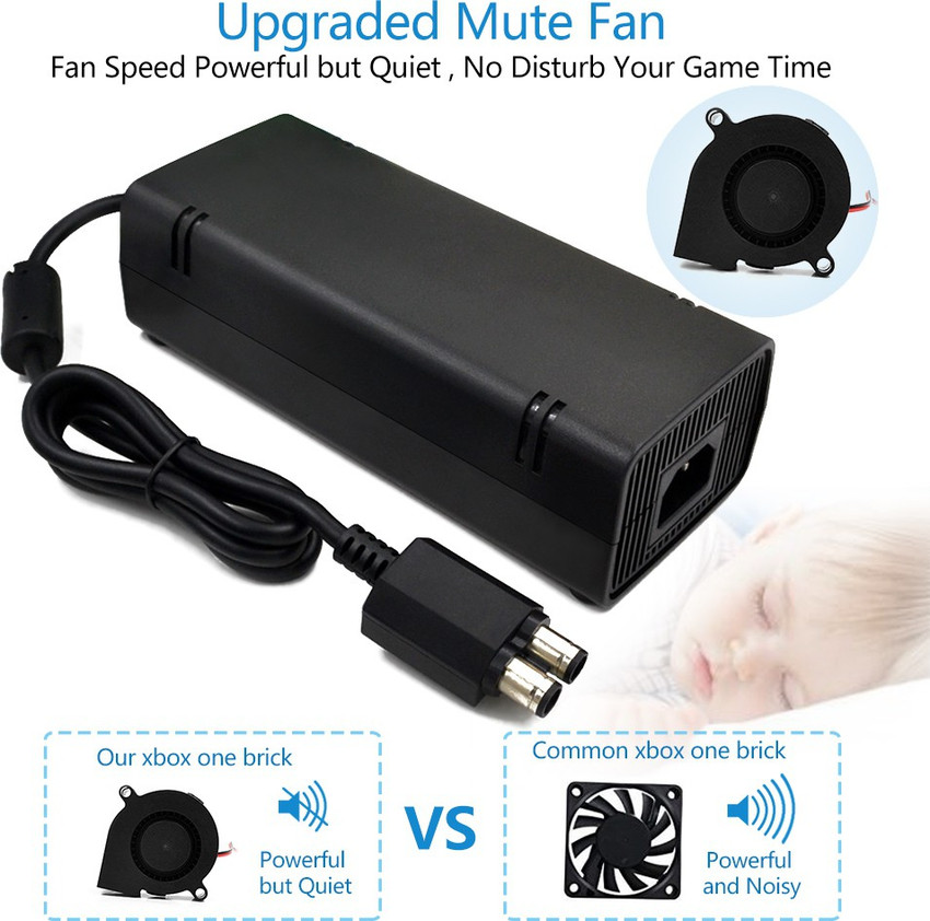 JAYJIT Xbox 360 Slim Power Supply AC Adapter Power Brick with Power Cord for Xbox 360 Slim Console 100 240V Auto Voltage Low Noise Version Built in Silent Fan Gaming Adapter JAYJIT Flipkart
