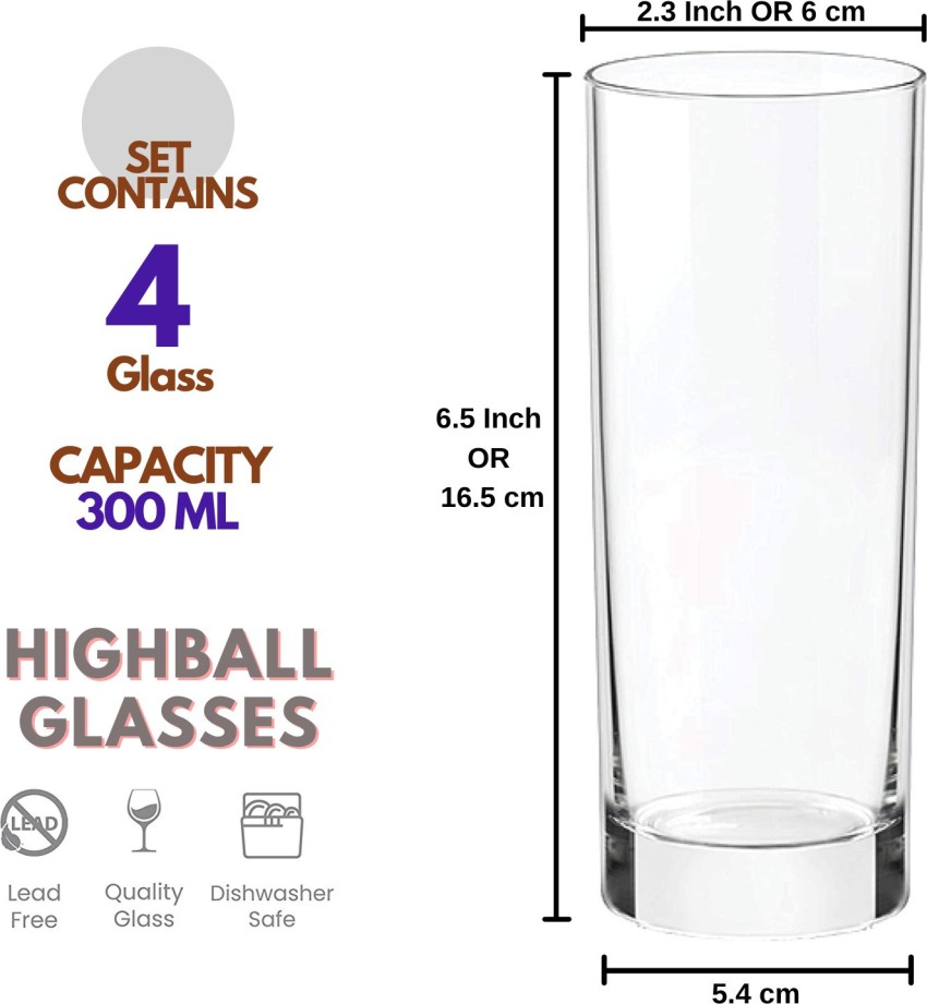 Staify (Pack of 4) Clear Heavy Base Tall Juice Glass Set, Juice Glasses, Premium Whisky Glass, Transparent Glass Set, Crystal Clear Water Glass