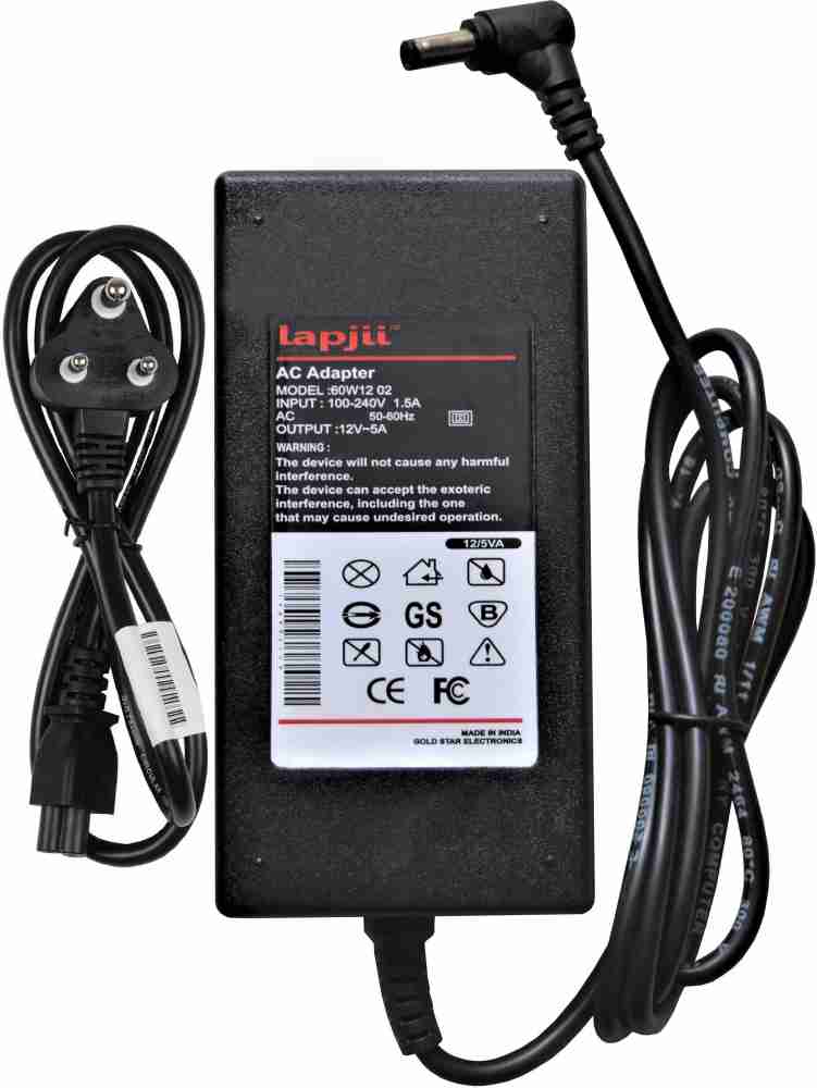 12 Volt 5 Amp (12V 5A) 60W AC Adapter Charger Power Supply Cord