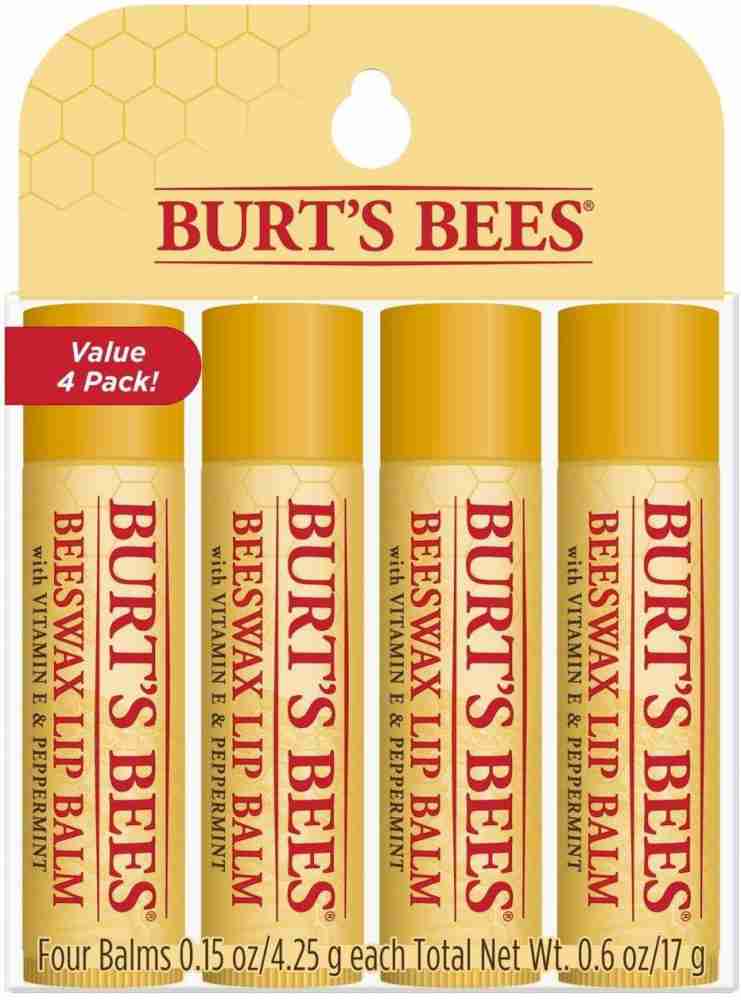 Burt's Bees Natural Moisturizing Lip Balm (Original Beeswax, Strawberry,  Coconut & Pear & Vanilla Bean) With Beeswax & Fruit Extracts (Pack Of 4)