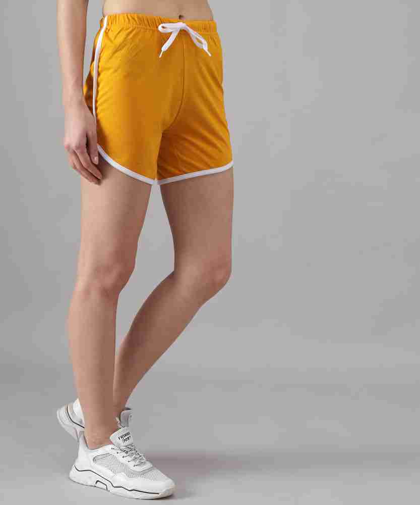 QUIN FLECTURE Solid Women Yellow Sports Shorts Buy QUIN FLECTURE